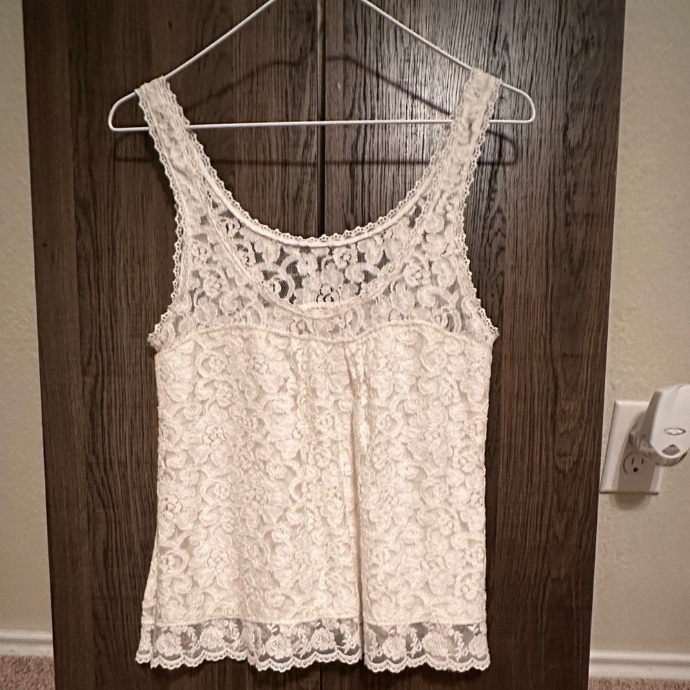 Abercrombie White Lace Tank Top Sleeveless Blouse